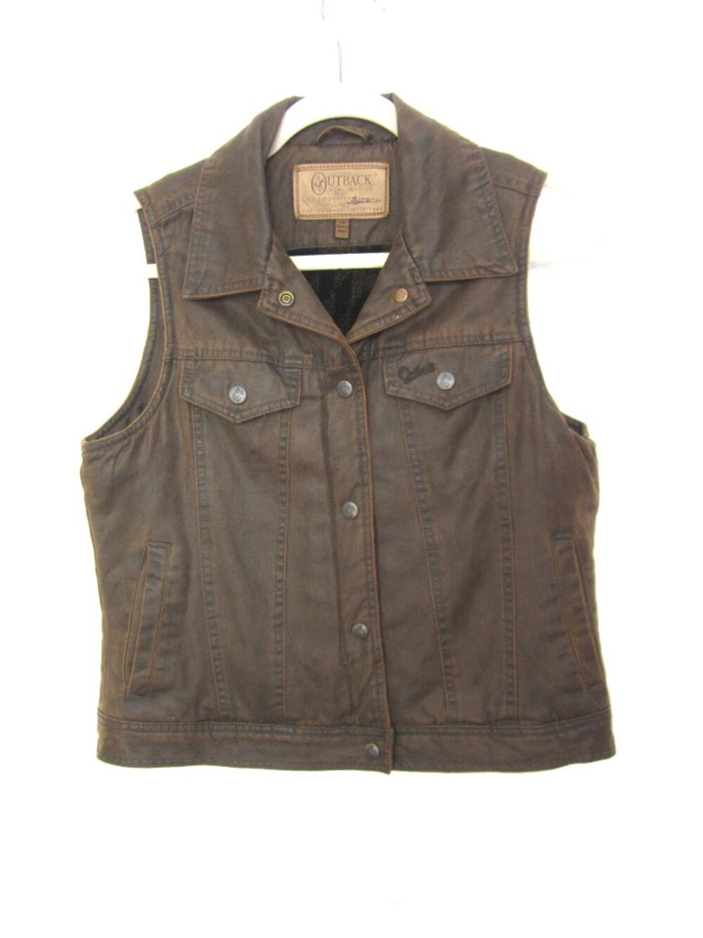 Outback Trading Womens Size S Canyonland Vest Waxed Canvas Brown Trucker Western